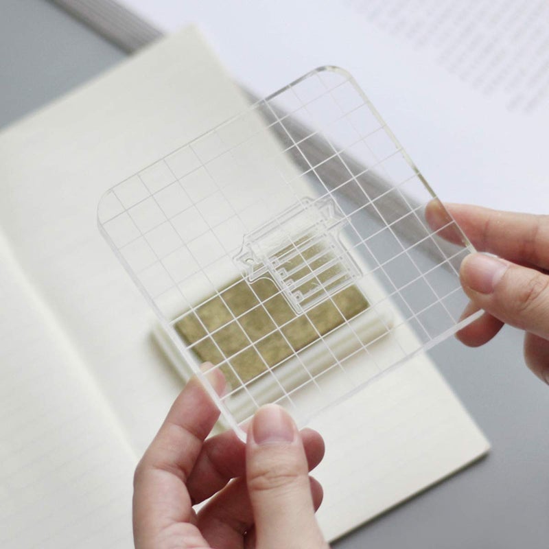 Lind Kitchen 10x10x1cm Square Stamp Block with Grid,Acrylic Clear Stamping Pad Tools for DIY Scrapbooking Crafts Making Decorative - Image 5